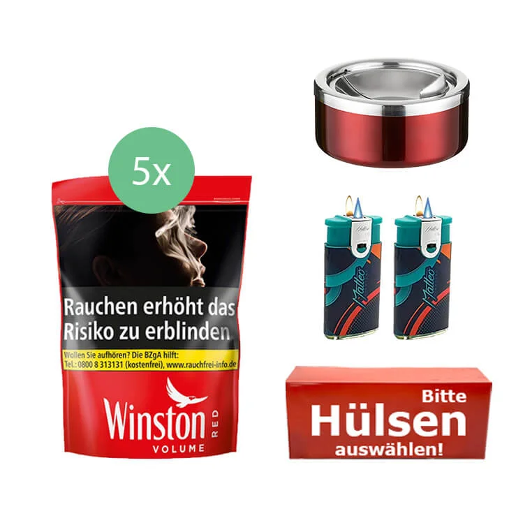 5 x Winston Beutel bis 2000 hülsen mit kipp asche